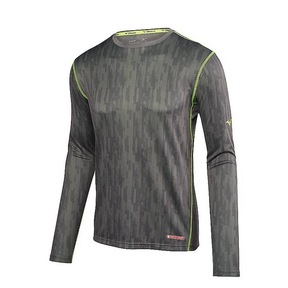 Base Layer Mizuno Breath Thermo Hombre Gris/Amarillo Baratas MDSC-12708